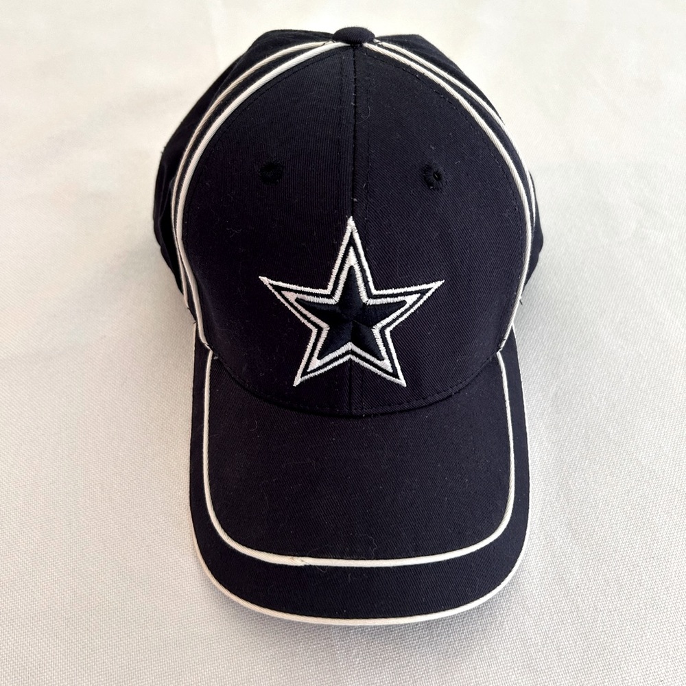 NFL Cowboys Blue Logo Hat White Embroidered Star Detail Adjustable Back Unisex